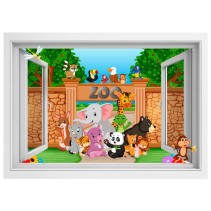 Ventanas 3d infantiles animales en el zoo